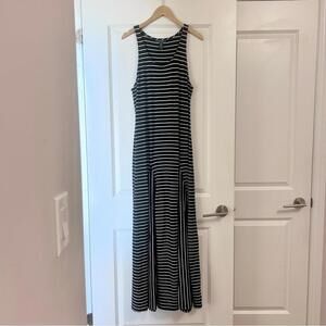 Lauren Ralph Lauren Fit and Flare Striped Maxi Dress, black white, size medium M